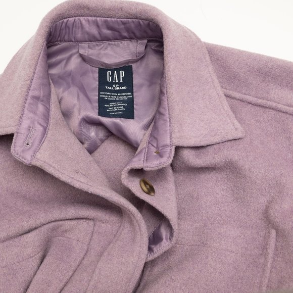 Recycled Wool Shirt Jacket - Amethyst Purple - Gap Small Tall (fits medium) - Picture 9 of 10